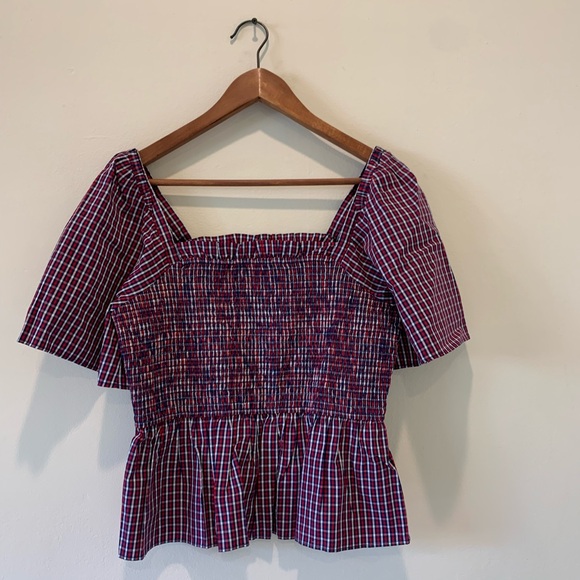 Plaid Smocked Top - Picture 1 of 7